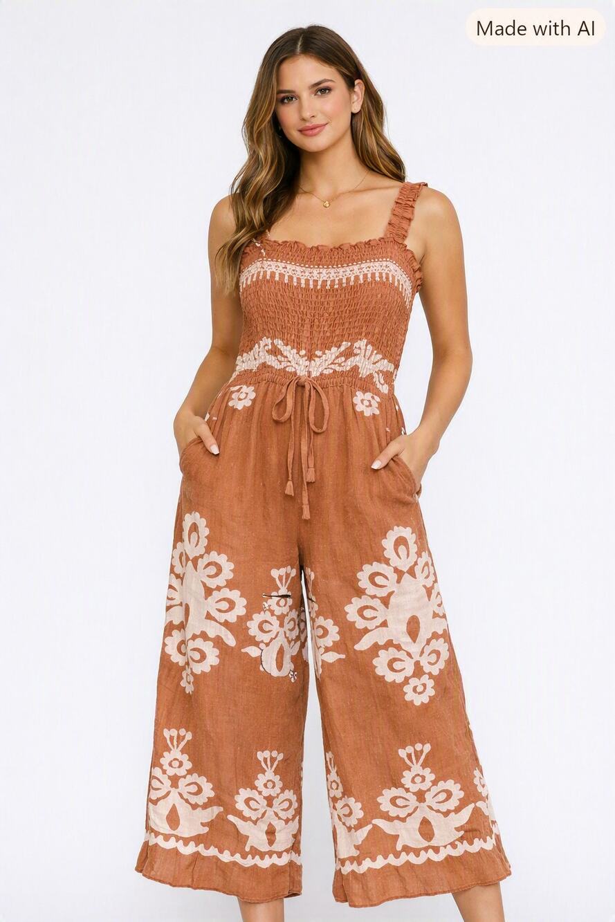 NewMe Terracotta Boho Jumpsuit – Size Medium